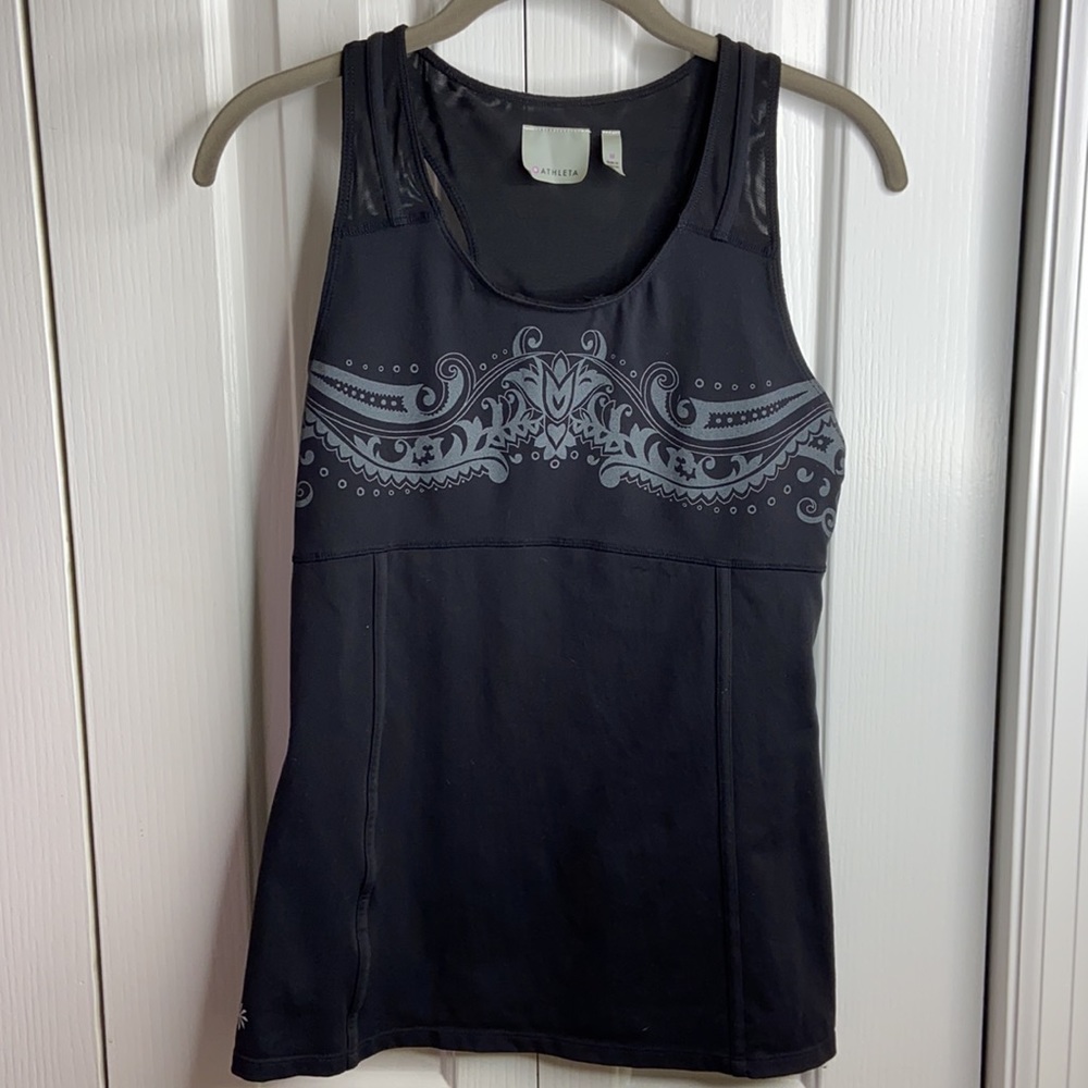 Athleta Black Tank Top with Gray Pattern